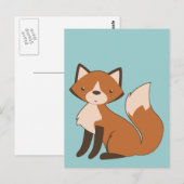 Carte Postale Cute Renard assis (Devant / Derrière)