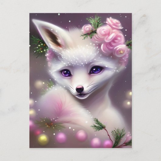Carte Postale Cute Renard blanc Imaginaire (Devant)