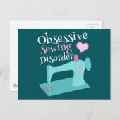 Carte Postale Cute Retro Machine à coudre Seamstress (Devant / Derrière)