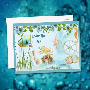 Carte Postale Cute Retro Under the Sea Collage
