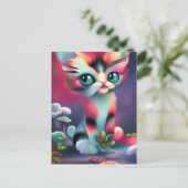 Carte Postale Cute rose AI généré chat (Debout devant)