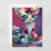 Carte Postale Cute rose AI généré chat (Devant / Derrière)