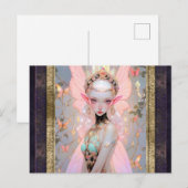 Carte Postale Cute Rose Fairy Girl Imaginaire Art (Devant / Derrière)