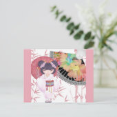 Carte Postale Cute rose japonais Geisha (Debout devant)