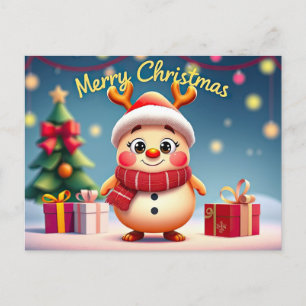 Carte Postale Cute Rudolph Reindeer Joyeux Noël