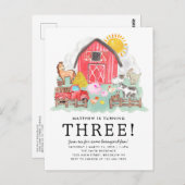 Carte Postale Cute Rustic Barnyard Animaux Enfants Ferme Anniver (Devant / Derrière)