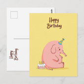 Carte Postale Cute Sad Elephant Birthday Card – Whimsical Pastel (Devant / Derrière)