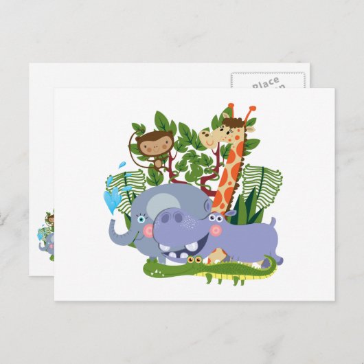 Carte Postale Cute Safari Animals (Devant / Derrière)