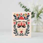 Carte Postale Cute Santa Claus Abstract Floral Retro Christmas (Debout devant)