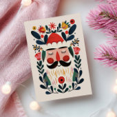 Carte Postale Cute Santa Claus Abstract Floral Retro Christmas