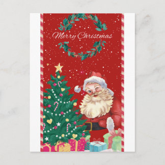 Carte Postale 🎄 Cute Santa Claus Christmas Illustration – Festi