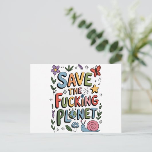Carte Postale Cute Save Planet De l'environnement Ecowarrier (Debout devant)