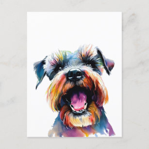 Carte Postale Cute Schnauzer - Conception colorée de chien