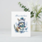 Carte Postale Cute Seasonal Winter kangaroo ajouter du texte (Debout devant)