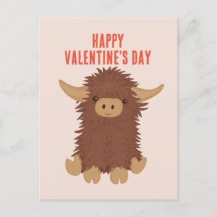 Carte Postale Cute, shaggy Highland classe de vache Valentine