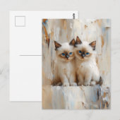 Carte Postale Cute Siamese Kittens peinture (Devant / Derrière)