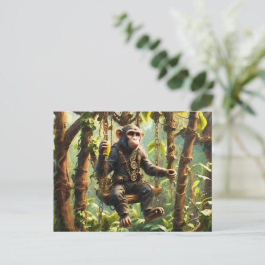 Carte Postale Cute Singe Jungle Steampunk (Debout devant)