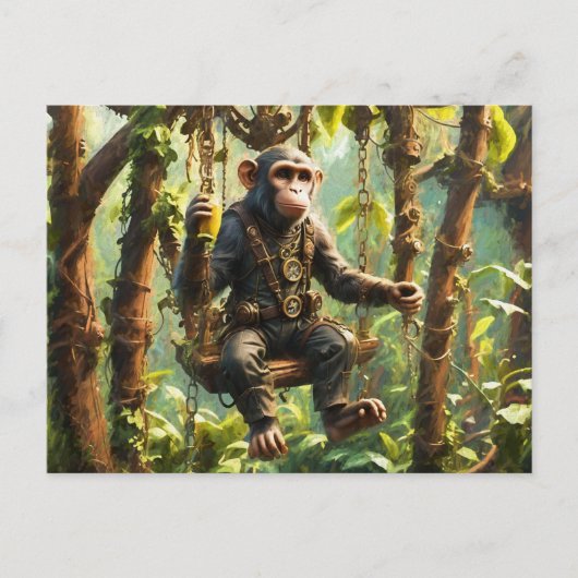 Carte Postale Cute Singe Jungle Steampunk (Devant)