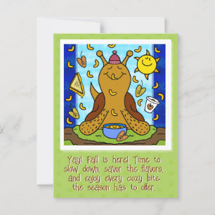 Carte Postale Cute Snail Confort Nourriture Happy Automne Equino