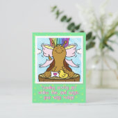 Carte Postale Cute Snail rose Coiffure Ruban Jolie fille sourire (Debout devant)