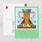 Carte Postale Cute Snail rose Coiffure Ruban Jolie fille sourire (Devant / Derrière)