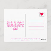 Carte Postale Cute Snail rose Coiffure Ruban Jolie fille sourire (Dos)