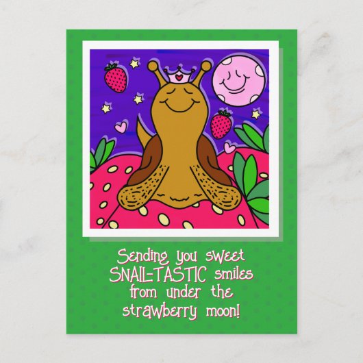 Carte Postale Cute Snail Royal Fun Summer Strawberry Moon (Devant)