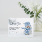 Carte Postale Cute Snowman en hiver Photo Noël Merci (Debout devant)