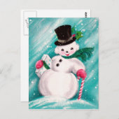 Carte Postale Cute Snowman Girl (Devant / Derrière)