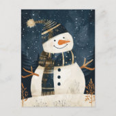 Carte Postale Cute Snowman Illustration Whimsical Winter Xmas (Devant)