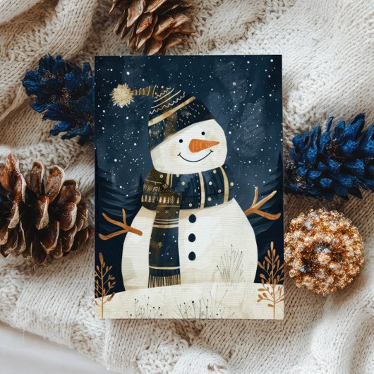 Carte Postale Cute Snowman Illustration Whimsical Winter Xmas