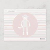 Carte Postale Cute Sock Monkey on Red Circle Red Brown Stripes (Dos)