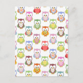 Carte Postale Cute soft colourful owls different chest patterns (Devant)