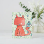 Carte Postale Cute Souris Aime Kitty Chat (Debout devant)