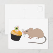 Carte Postale Cute souris manger Halloween Eyeball Cupcake (Devant / Derrière)