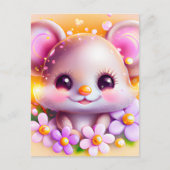 Carte Postale Cute souris rose Kawaii (Devant)