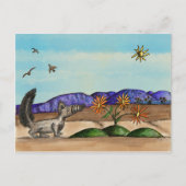 Carte Postale Cute Southwestern Animal Floral Paysage Art (Devant)