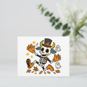 Carte Postale Cute Spooky Skeleton Goat with Top Hat Postcard (Debout devant)