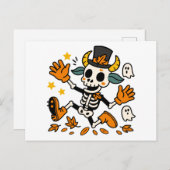 Carte Postale Cute Spooky Skeleton Goat with Top Hat Postcard (Devant / Derrière)
