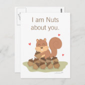 Carte Postale Cute Squirrel Nuts À propos de vous Pun Amour Humo (Devant / Derrière)
