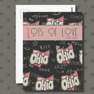 Carte Postale Cute State of Ohio beaucoup de salutation d'amour