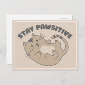 Carte Postale Cute Stay Positive Chat Get Well Pun (Devant / Derrière)