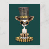 Carte Postale Cute Steampunk Chihuahua Chiot Chien, turquoise (Devant)