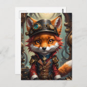 Carte Postale Cute Steampunk Red Fox (Devant / Derrière)