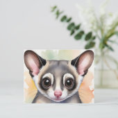 Carte Postale Cute Sugar Glider dans une aquarelle de rêve (Debout devant)