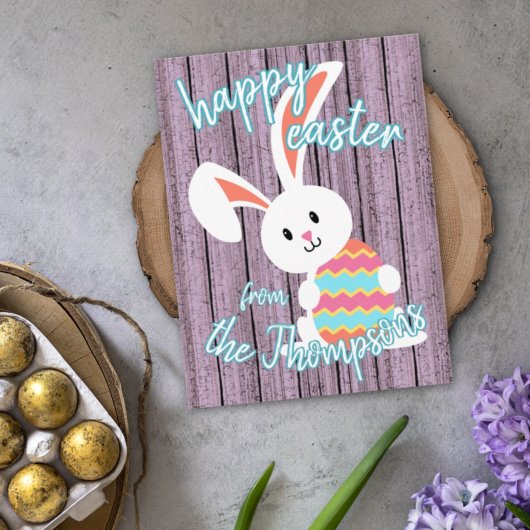 Carte Postale Cute sur mesure Joyeux lapin de Pâques avec oeuf c
