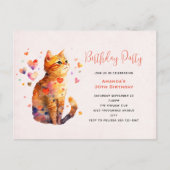 Carte Postale Cute Tabby Chat avec Coeurs Anniversaire Invitatio (Devant)