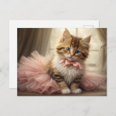 Carte Postale Cute Tabby Kitten portant un Tutu rose (Devant / Derrière)