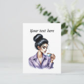 Carte Postale Cute tasse café ajouter du texte (Debout devant)