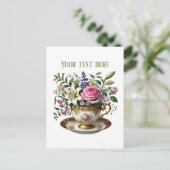 Carte Postale Cute teacup flowers customizable  (Debout devant)